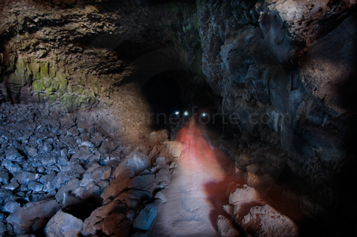 head lamps and flashlights are used to illuminate your path and the caves.