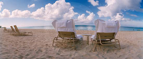 Beach chairs on Seven Mile Beach, Grand Cayman