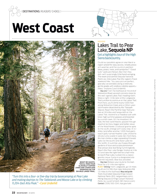 Backpacker Magazine Article on Sequoia National Park. Hiker on Trail