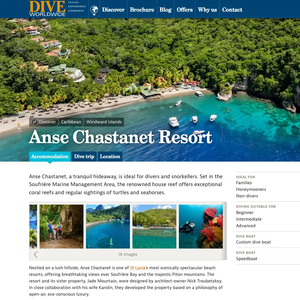 DIVE WORDWIDE Travel website Anse Chastanet Resort. Over Under of Boat